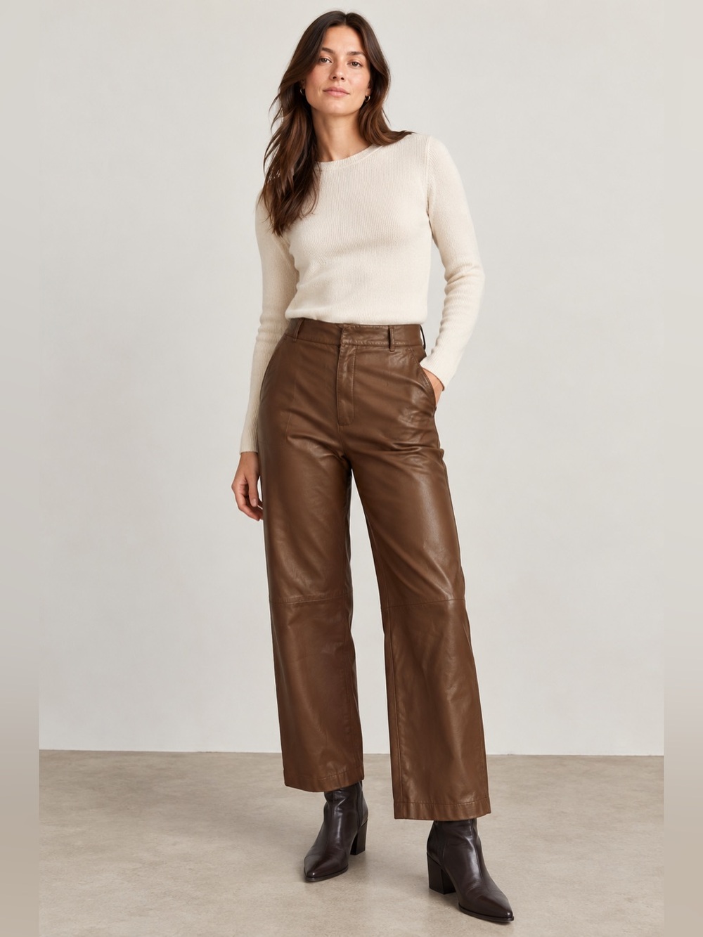 REMAIN Bocca Brown 100% Sheep Leather Pants | Size 6